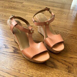 Franco Sarto Peach Wedge Heel Sandals